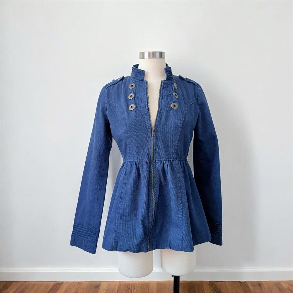 Y2K Tulle Military Epaulet Corduroy Peacoat Jacket Blazer Coat Button Medium